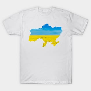 Ukraine national flag landscape map territory shape - Landscape resembling Ukrainian Flag colors T-Shirt